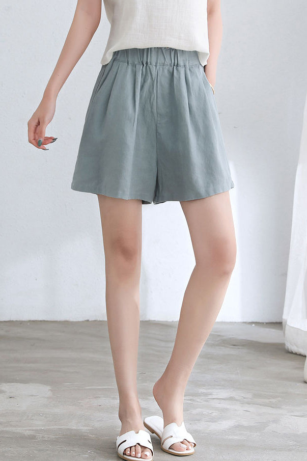 Summer High-Waisted Linen Shorts C2662 #CK2101716