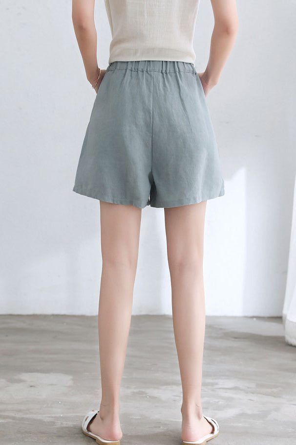 Summer High-Waisted Linen Shorts C2662 #CK2101716