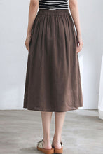 Load image into Gallery viewer, Retro Midi Coffee Linen Skirt C2673#CK2101725
