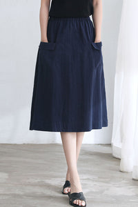 Women Summer Midi Linen Skirt C2671