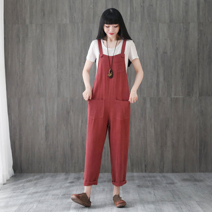 Red Casual Linen Jumpsuits C195901