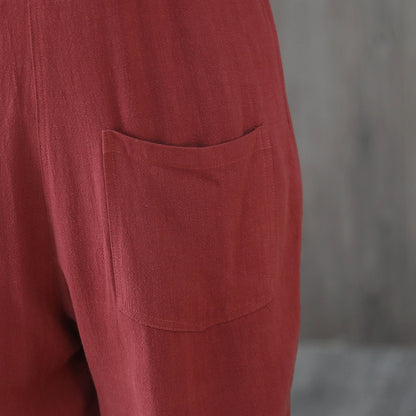 Red Casual Linen Jumpsuits C195901