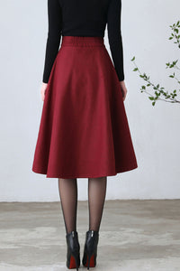 Women's warm Winter Wool Skirt Midi C2607