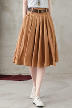 Load image into Gallery viewer, Causal Pleated Swing Linen Skirt C2734#CK2200583
