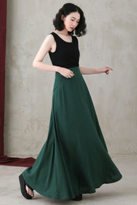 Summer Women Linen Skirt With Pockets C2736