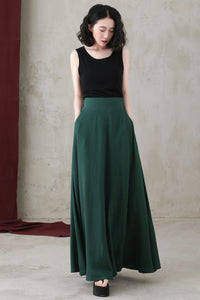 Summer Women Linen Skirt With Pockets C2736