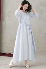 Load image into Gallery viewer, Spring Summer Long Sleeve Casual Maxi Linen Dress C2741#CK2200556
