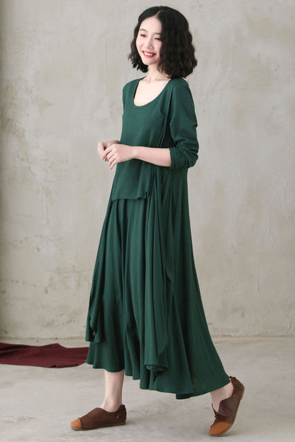 Casual Loose Women Spring Asymmetrical Linen Dress C2743#CK2200553