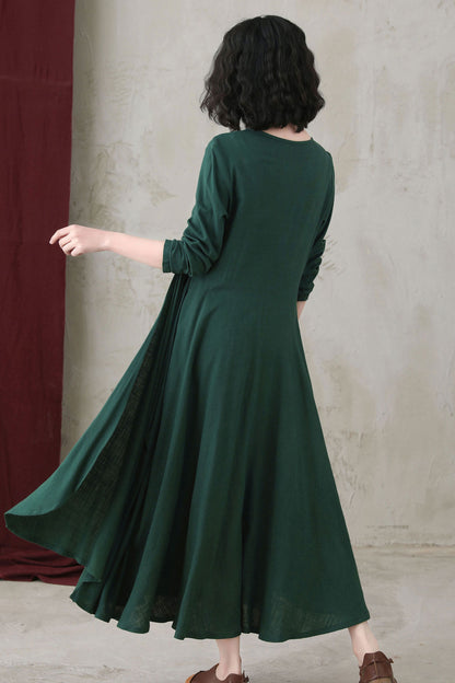 Casual Loose Women Spring Asymmetrical Linen Dress C2743#CK2200553