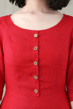 Load image into Gallery viewer, Summer Women Red Custom Linen Button Dress C2748#CK2200571
