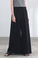 Load image into Gallery viewer, Black Causal Palazzo Linen Pants for Women C2686
