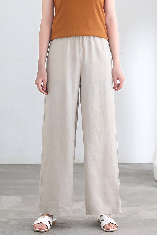 Women Casual Wide Leg Linen Pants C2688#CK2200437