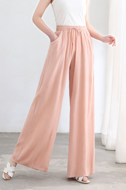 Wide Leg Palazzo Linen Pants for Women C2692