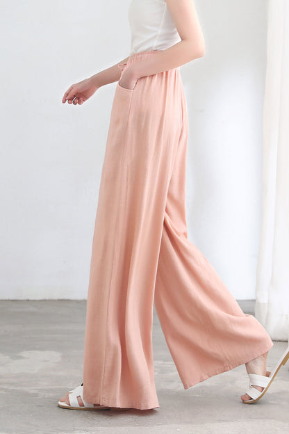 Wide Leg Palazzo Linen Pants for Women C2692