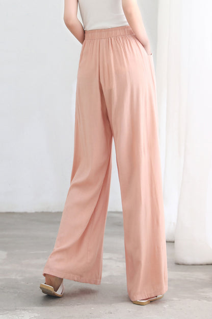 Wide Leg Palazzo Linen Pants for Women C2692