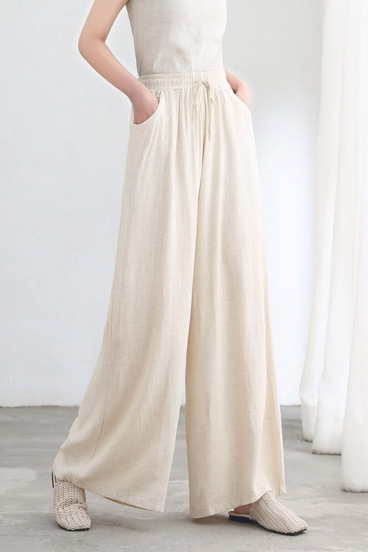 Elastic Waist Drawstring Long Pants C2694