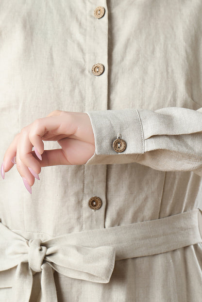 Spring Summer Linen Shirt Dress C3209