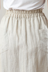 Long Elastic Waist Linen Skirt C3211