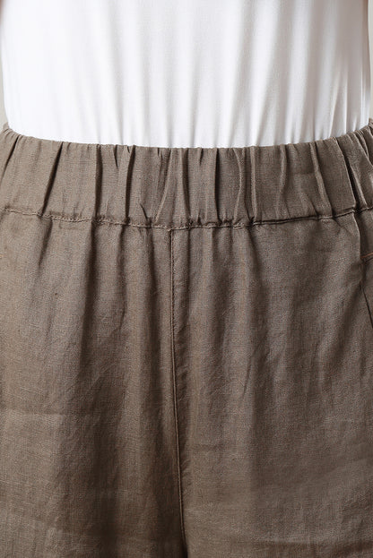 Coffee Wide Leg Linen Pants C3212
