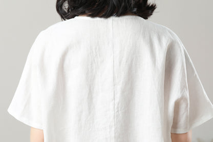 Women's Asymmetrical Linen Tops C3214
