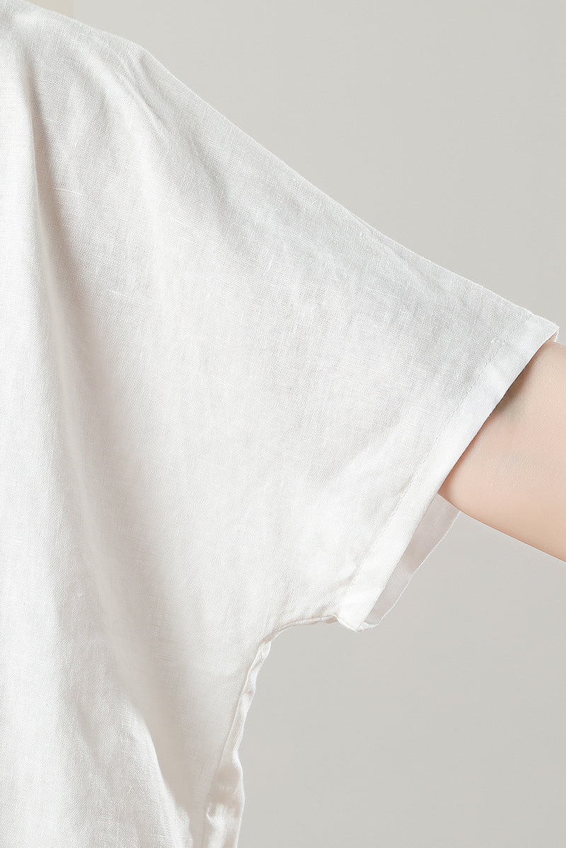 Women's Asymmetrical Linen Tops C3214