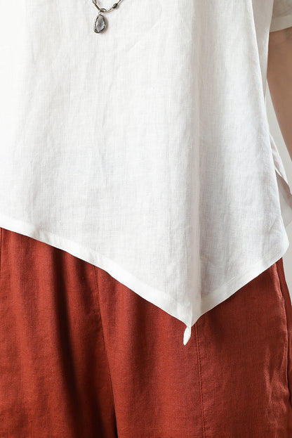 Women's Asymmetrical Linen Tops C3214