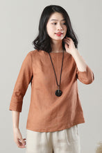 Load image into Gallery viewer, Casual Orange Linen Tops C3215
