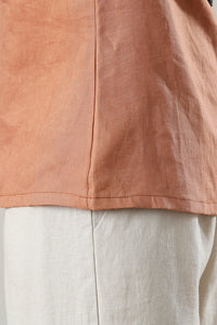 Casual Orange Linen Tops C3215