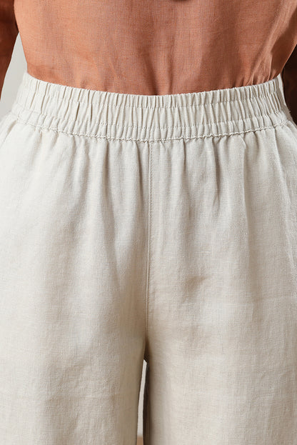 High Waist Wide Leg Linen Pants C3216