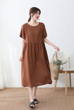 Load image into Gallery viewer, Causal Linen Midi Dress for Women C232902

