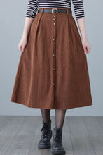 Load image into Gallery viewer, Button Down Long Corduroy Skirt Women C2618
