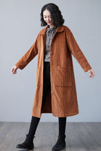 Load image into Gallery viewer, Stylish Fall Long Corduroy Coat Women C2508
