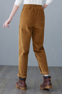 Women's Elastic Waist Corduroy Pants C2620