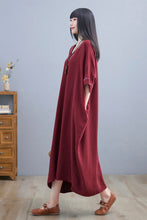 Load image into Gallery viewer, Loose Fit Wine Red Kaftan Dress Women C225001
