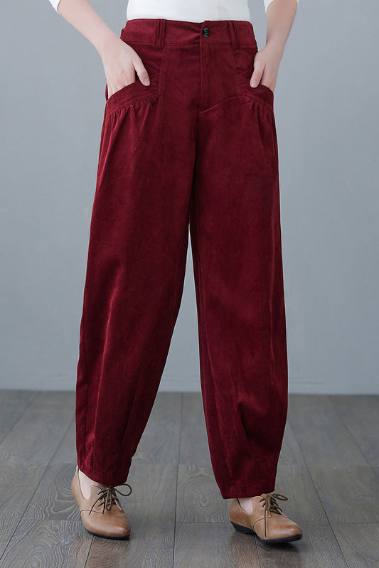 Wide Leg Corduroy Pants Women C2621