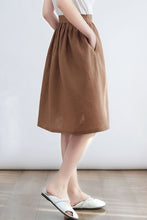 Load image into Gallery viewer, Brown Casual Women Linen Midi Skirt C2699#CK2200128
