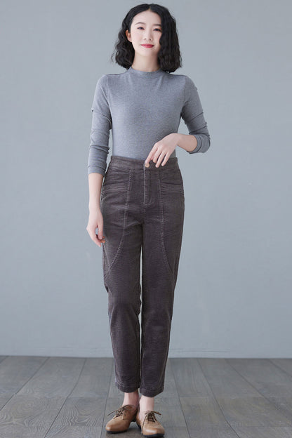 High Elastic Waist Pants with Pocket C2623