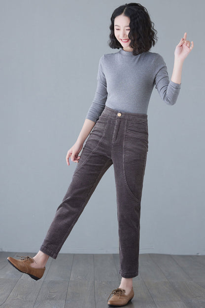 High Elastic Waist Pants with Pocket C2623