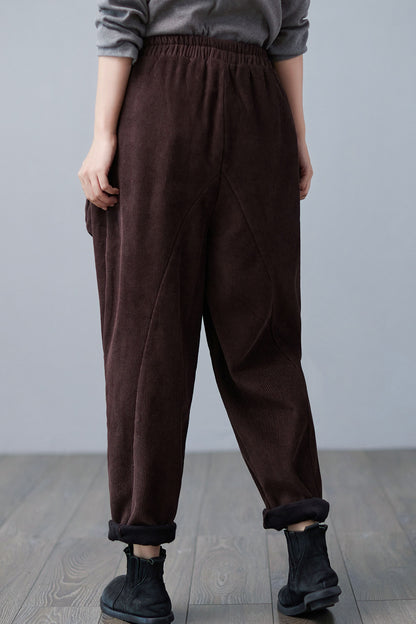 Retro Winter Thicken Corduroy Pants Women C2510-Size one size #CK2101061