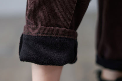 Retro Winter Thicken Corduroy Pants Women C2510-Size one size #CK2101061