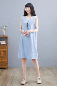 Summer Light Blue Tank Dress For Women C225301