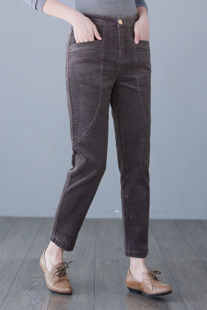 High Elastic Waist Pants with Pocket C2623