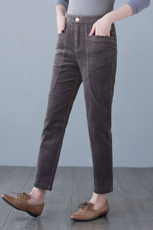 High Elastic Waist Pants with Pocket C2623