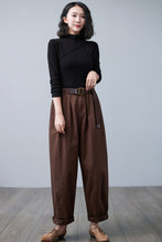 Load image into Gallery viewer, Vintage Inspired Loose Cotton Tapered Pants Women C2511
