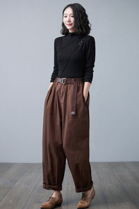 Vintage Inspired Loose Cotton Tapered Pants Women C2511