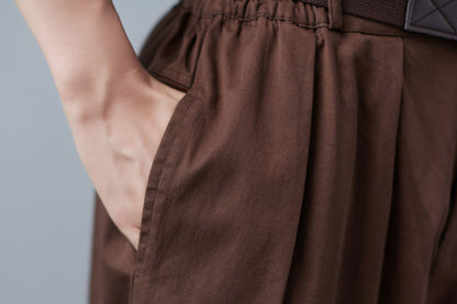 Vintage Inspired Loose Cotton Tapered Pants Women C2511