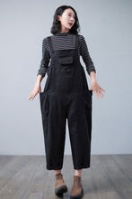 Load image into Gallery viewer, Black Linen Overalls Women C2503

