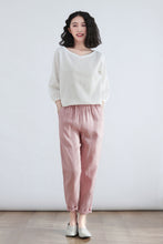 Load image into Gallery viewer, High Waist Womens Causal Linen Pants in Pink C2702
