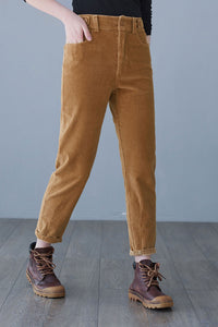 Loose Solid Corduroy Tapered Pants C2625