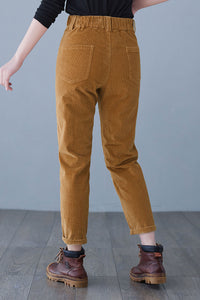 Loose Solid Corduroy Tapered Pants C2625